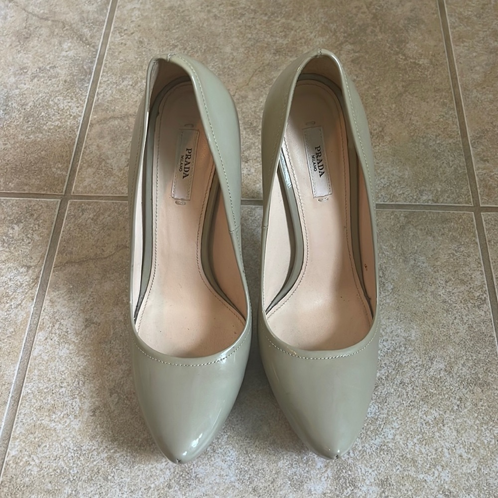 Prada patent platform pump
